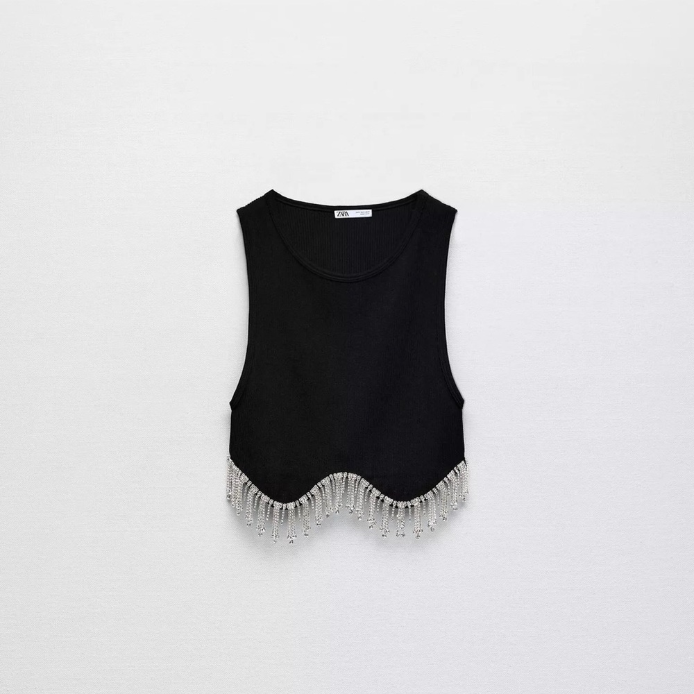 Zara Black Rhinestone Top